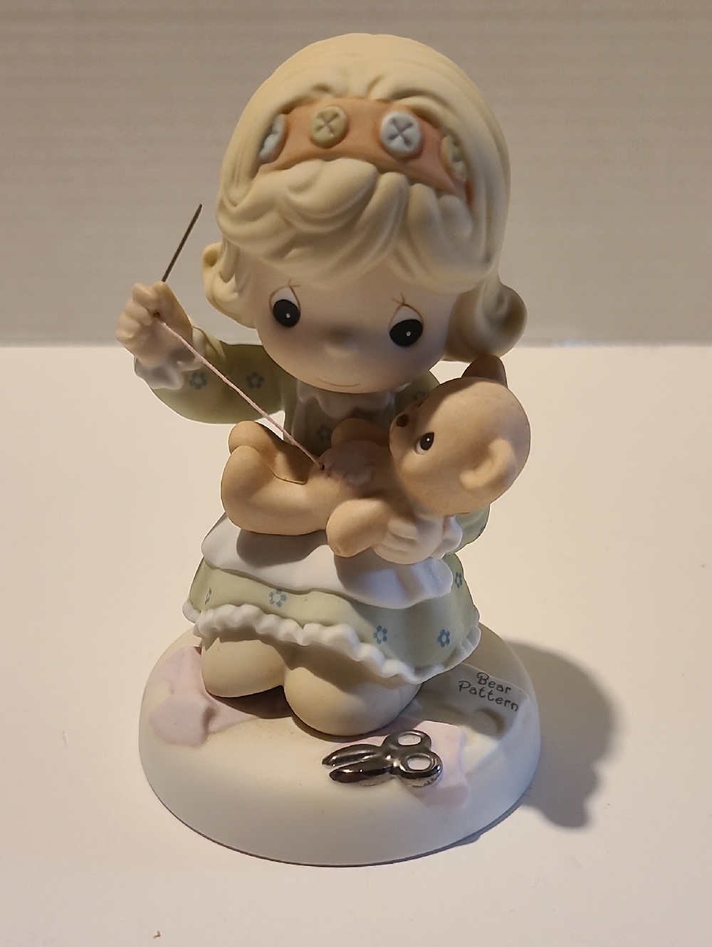 Precious Moments Girl Sewing Teddy - 2001 Easter Seals Limited Edition